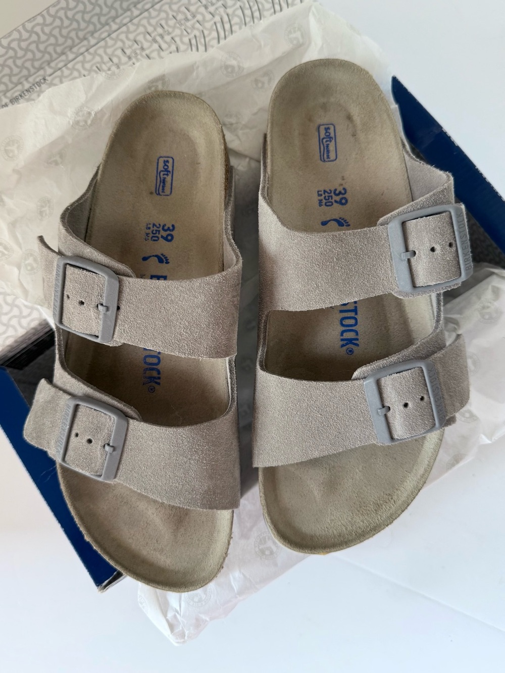 Birkenstock Arizona BS Stone Coin Suede Sandal Size 39